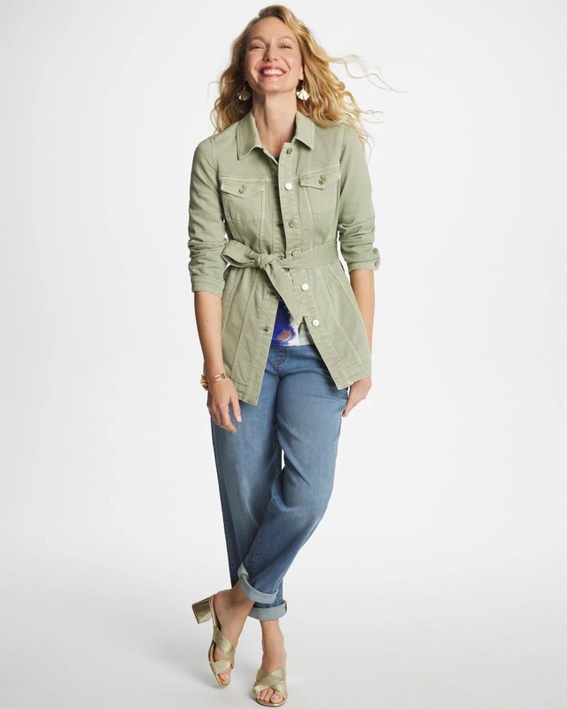 Elongated Belted Denim Jacket - image 3